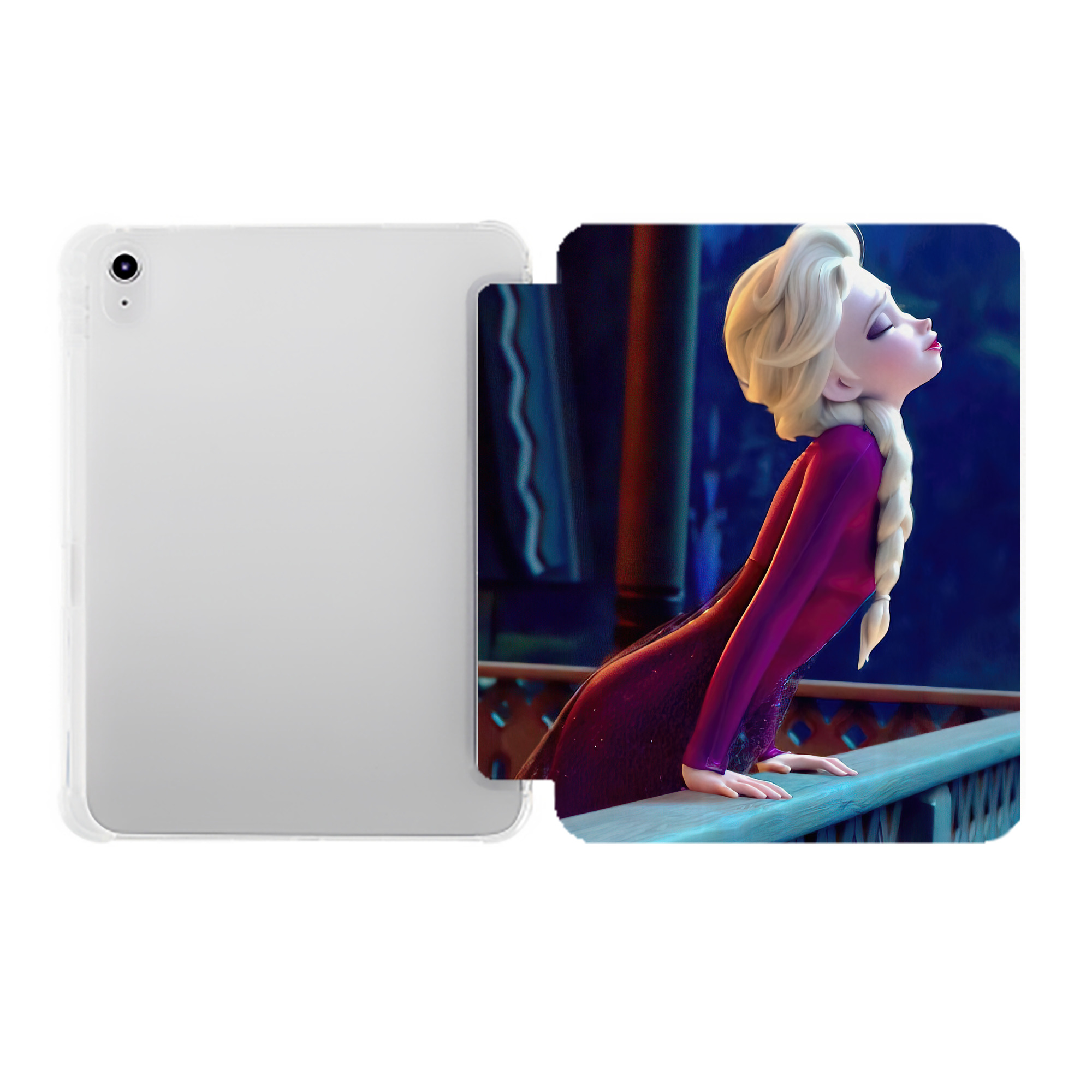 （画像用） アナと雪の女王 アンナ エルサ Frozen Anna Elsa IPad ケース ペン収納付き 三つ折りスタンド PUレザー×シリコン 対応機種9.5/10.5/10.9インチ